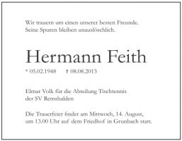 Wir trauern um Hermann Feith